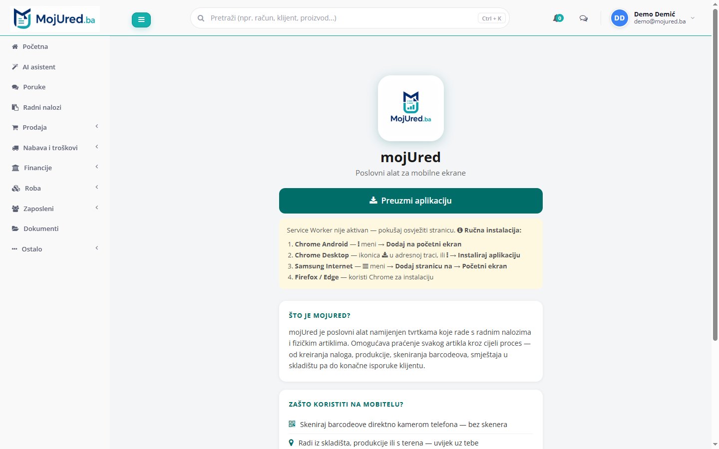 Instalacija aplikacije na telefon
