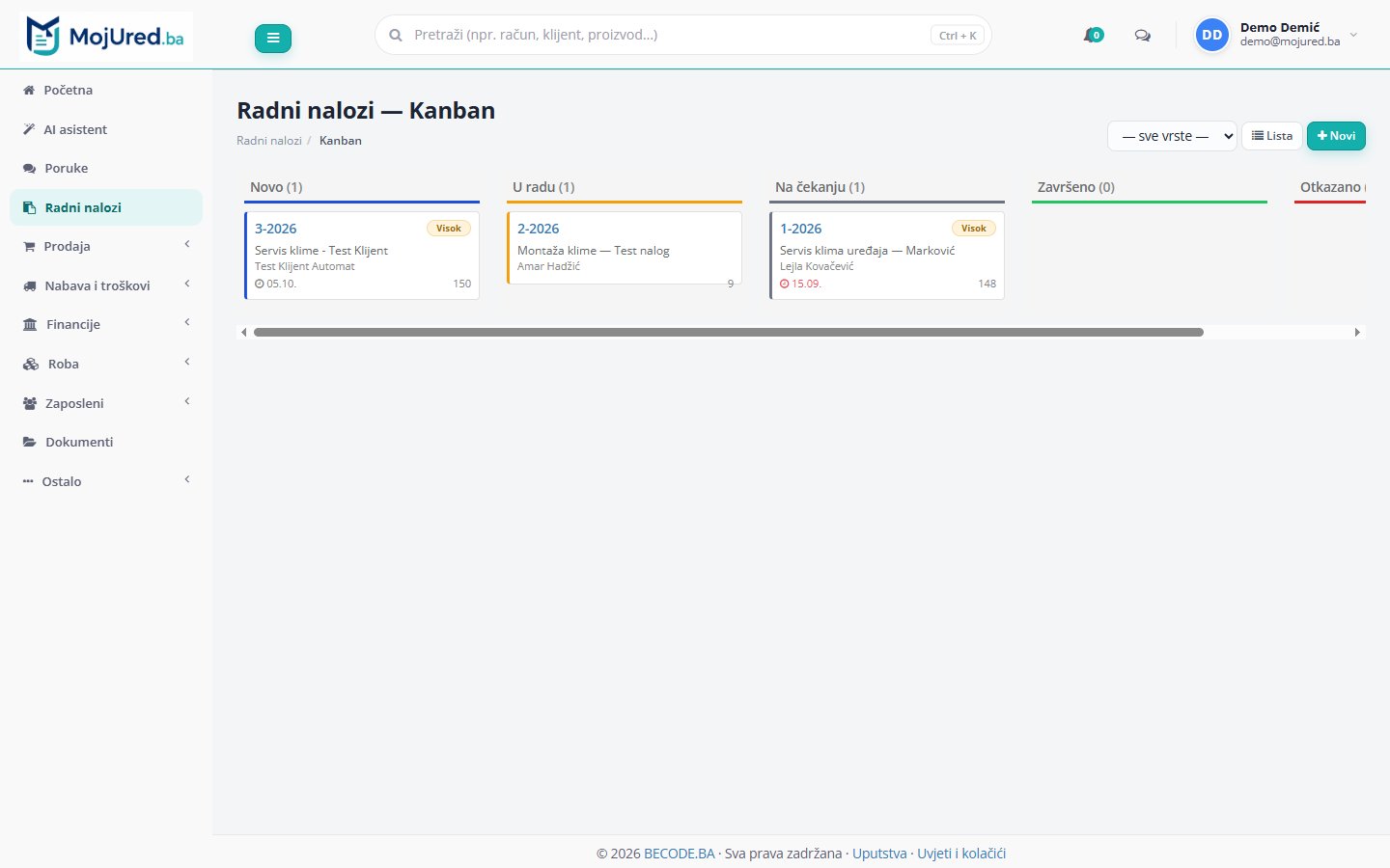 Kanban radnih naloga